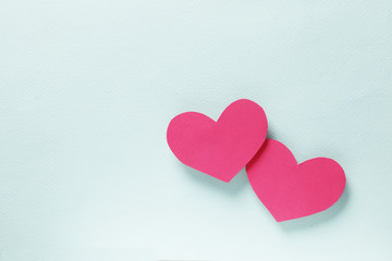 Wall Mural - Decorative hearts on a blue background. Valentine's day decor concept. February 14