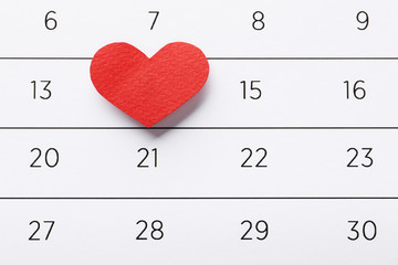 Wall Mural - valentines day concept. Calendar close up. The 14th of February