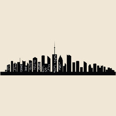 Poster - Set of cities silhouette. Night town background. Jpg illustration