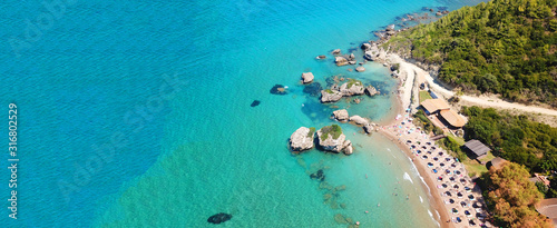 Fotomural Aerial drone ultra wide photo of famous sandy beach of Porto Zoro in island of Z