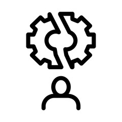 Sticker - Broken Gear Man Icon Vector. Outline Broken Gear Man Sign. Isolated Contour Symbol Illustration