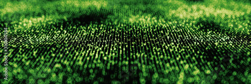 Fotomural Digital binary code, glowing neon style, binary data background, Panoramic banne