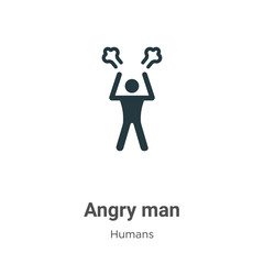 Poster - Angry man glyph icon vector on white background. Flat vector angry man icon symbol sign from modern humans collection for mobile concept and web apps design.