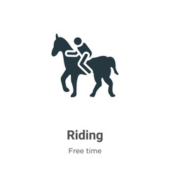 Poster - Riding glyph icon vector on white background. Flat vector riding icon symbol sign from modern hobbies collection for mobile concept and web apps design.