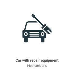 Poster - Car with repair equipment glyph icon vector on white background. Flat vector car with repair equipment icon symbol sign from modern mechanicons collection for mobile concept and web apps design.