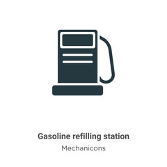 Poster - Gasoline refilling station glyph icon vector on white background. Flat vector gasoline refilling station icon symbol sign from modern mechanicons collection for mobile concept and web apps design.