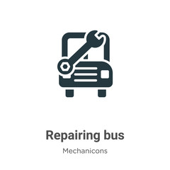Poster - Repairing bus glyph icon vector on white background. Flat vector repairing bus icon symbol sign from modern mechanicons collection for mobile concept and web apps design.