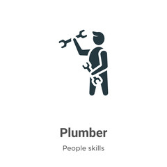 Poster - Plumber glyph icon vector on white background. Flat vector plumber icon symbol sign from modern people skills collection for mobile concept and web apps design.