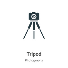 Poster - Tripod glyph icon vector on white background. Flat vector tripod icon symbol sign from modern photography collection for mobile concept and web apps design.