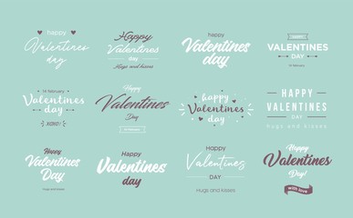 Wall Mural - Valentines Day Typography set. Collection of emblems, text design. Usable for banners, posters, greeting cards, gifts etc.