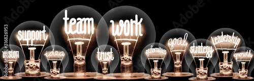 Fotomural Light Bulbs with Team Work Concept