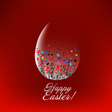 Easter Egg With Flowers. Happy Easter Greeting Card. Vector Illustration