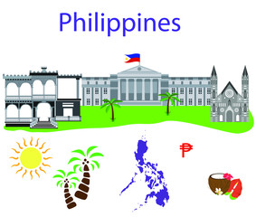 Wall Mural - illustration in style of flat design on the theme of Philippines.