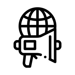 Poster - Loudspeaker Globe Icon Vector. Outline Loudspeaker Globe Sign. Isolated Contour Symbol Illustration