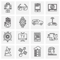 Fototapete - Technology related outline icon on background for graphic and web design. Simple illustration. Internet concept symbol for website button or mobile app