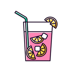 Sticker - Caipirinha pink RGB color icon. Brazilian cocktail. Alcoholic beverage with lime and sugar. Traditional drink. All-day cocktail. National potation. Isolated vector illustration