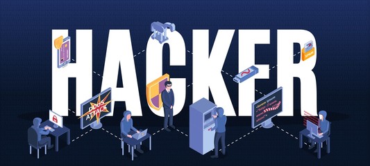 Sticker - Isometric Hacker Text Composition