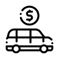 Poster - Car Dollar Coin Icon Vector. Outline Car Dollar Coin Sign. Isolated Contour Symbol Illustration