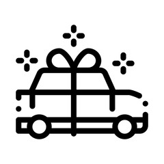 Poster - Car Present Gift Icon Vector. Outline Car Present Gift Sign. Isolated Contour Symbol Illustration