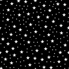 Wall Mural - seamless pattern with space graphic elements on dark background. decorative starry backdrop