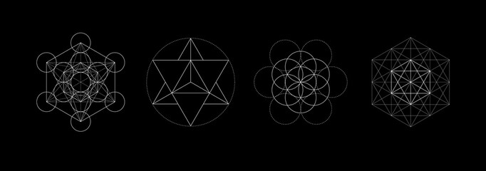 Mystical sacred geometry vector symbos set. Spirituality, harmony concept