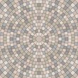 Seamless texture of round pavement. Repeating circle pattern of radial cobble stone background