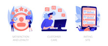 Website Ranking Icons Cartoon Set. Desktop Chat Messages. Technical Support, Hotline. Satisfaction And Loyalty, Customer Care, Rating Site Metaphors. Vector Isolated Concept Metaphor Illustrations