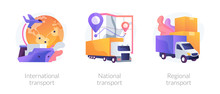 Worldwide Order Delivery Service. Cargo Plane And Truck Shipment. International Transport, National Transport, Regional Transport Metaphors. Vector Isolated Concept Metaphor Illustrations.