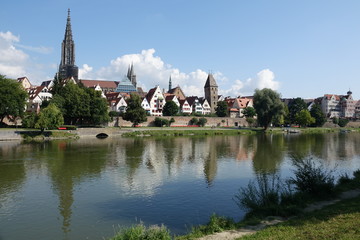 Poster - Donau in Ulm mit Münster und Metzgerturm