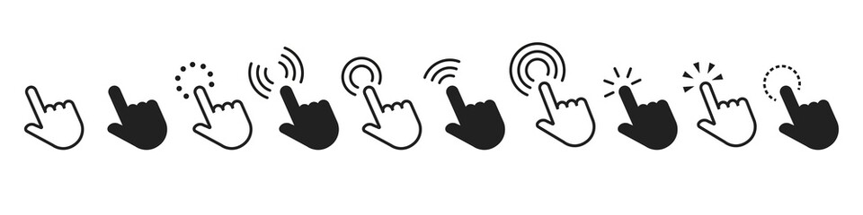 Poster - pointers clicking with hand vector isolated set of icons. vector hand cursors concept. white hand cu