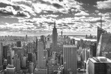 Fototapeta Miasta - New York, United States »; January 5, 2020: Top of the Rock in New York, beautiful view of the Empire State and its surroundings. Black and white photo