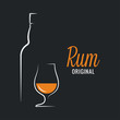 © Pushkarevskyy - Rum bottle with rum glass logo on black background
