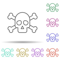 Poster - Skull, nasty in multi color style icon. Simple thin line, outline vector of nasty icons for ui and ux, website or mobile application
