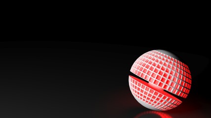 Poster - Red lighted technological globe on black background - 3D rendering illustration