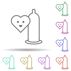 Poster - Condom, nasty in multi color style icon. Simple thin line, outline vector of nasty icons for ui and ux, website or mobile application