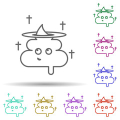 Poster - Poop, christian, angel in multi color style icon. Simple thin line, outline vector of nasty icons for ui and ux, website or mobile application