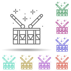 Poster - Drum, music in multi color style icon. Simple thin line, outline vector of oktoberfest icons for ui and ux, website or mobile application