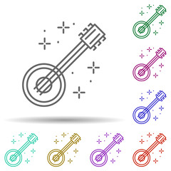 Poster - Banjo, music in multi color style icon. Simple thin line, outline vector of oktoberfest icons for ui and ux, website or mobile application