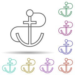 Poster - Anchor, pirate in multi color style icon. Simple thin line, outline vector of pirate icons for ui and ux, website or mobile application
