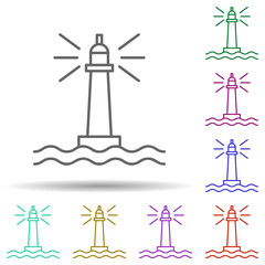 Poster - Lighthouse, pirate in multi color style icon. Simple thin line, outline vector of pirate icons for ui and ux, website or mobile application