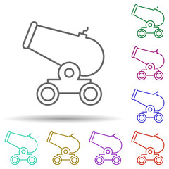 Poster - Cannon, pirate in multi color style icon. Simple thin line, outline vector of pirate icons for ui and ux, website or mobile application