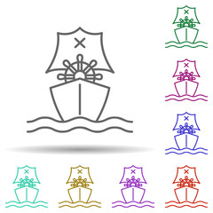 Poster - Cruise, pirate in multi color style icon. Simple thin line, outline vector of pirate icons for ui and ux, website or mobile application