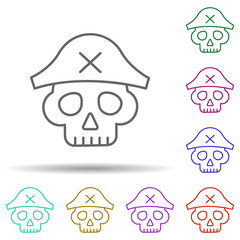 Poster - Skull, pirate in multi color style icon. Simple thin line, outline vector of pirate icons for ui and ux, website or mobile application