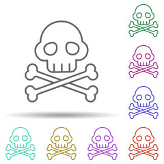 Poster - Crossbones, pirate in multi color style icon. Simple thin line, outline vector of pirate icons for ui and ux, website or mobile application