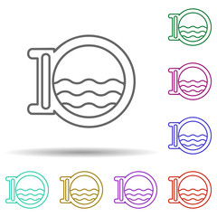 Poster - Porthole, pirate in multi color style icon. Simple thin line, outline vector of pirate icons for ui and ux, website or mobile application