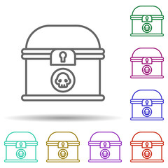 Poster - Treasure chest, pirate in multi color style icon. Simple thin line, outline vector of pirate icons for ui and ux, website or mobile application