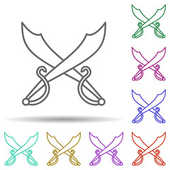 Poster - Sword, pirate in multi color style icon. Simple thin line, outline vector of pirate icons for ui and ux, website or mobile application