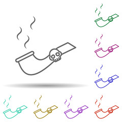 Poster - Smoking pipe, pirate in multi color style icon. Simple thin line, outline vector of pirate icons for ui and ux, website or mobile application