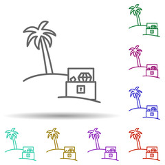 Poster - Island, treasure, pirate in multi color style icon. Simple thin line, outline vector of pirate icons for ui and ux, website or mobile application