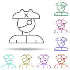 Poster - One glass, pirate in multi color style icon. Simple thin line, outline vector of pirate icons for ui and ux, website or mobile application